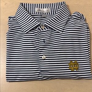 Peter Millar Notre Dame Navy and White Striped Polo